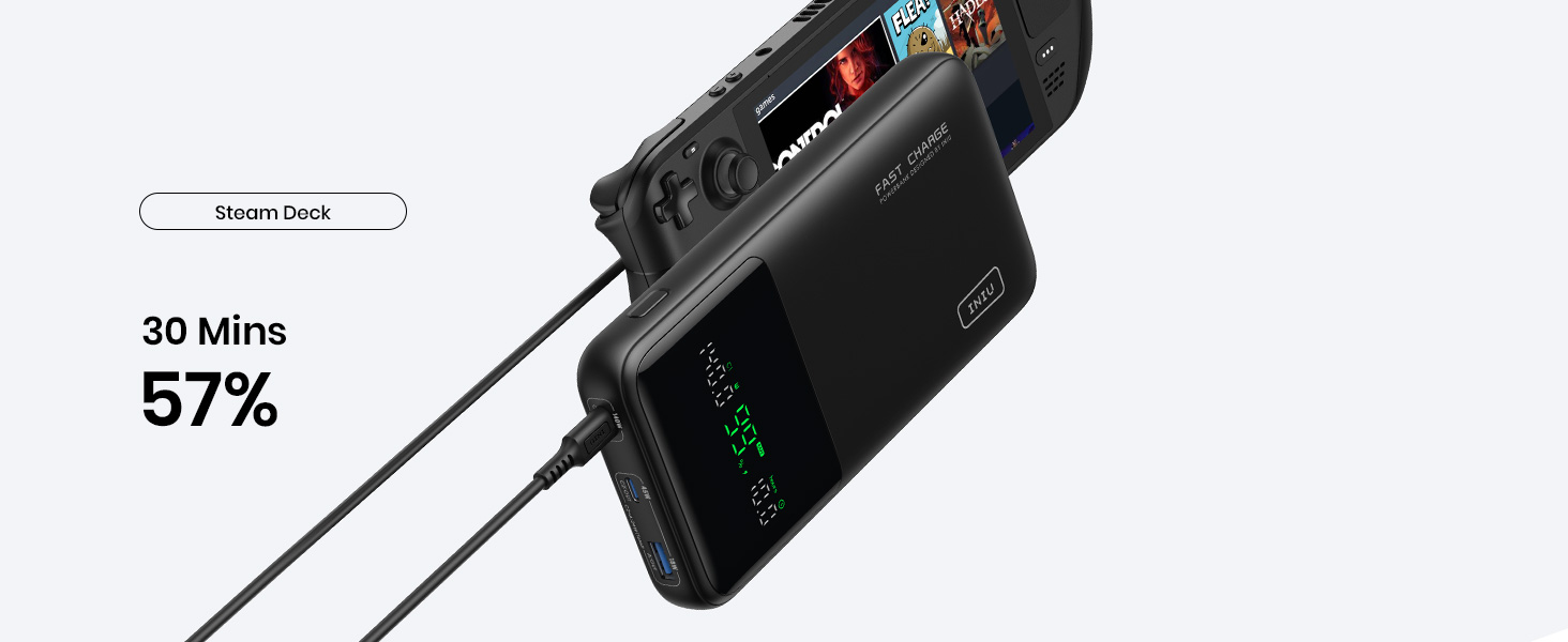 Power Bank INIU 27000mAh 140W: зарядний пристрій для телефону та ноутбука, сумісний з MacBook Pro, Steam Deck, iPhone (17, 16, 15, 14, 13, 12 Pro), Samsung S23, iPad та ін. Чорний