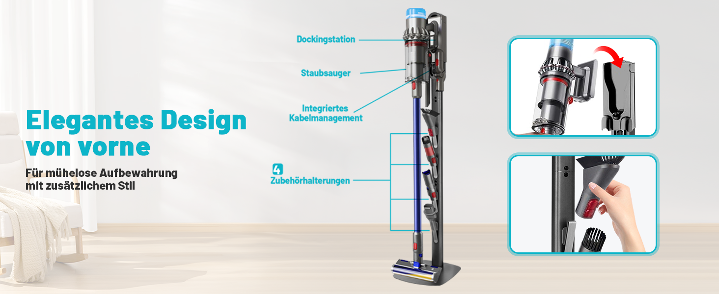 Тримач для пилососа Dyson Gen5 V16 V15 V12 V11 V10 V8 V7 V6: підлогова станція для зарядки та зберігання без свердління