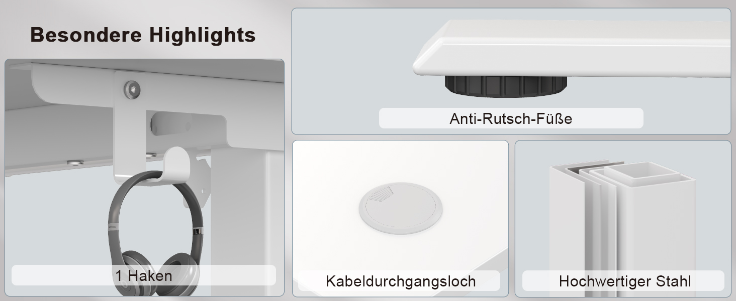 Регульований стіл 110x60 см, електричний, ергономічний, для дому та офісу, білий