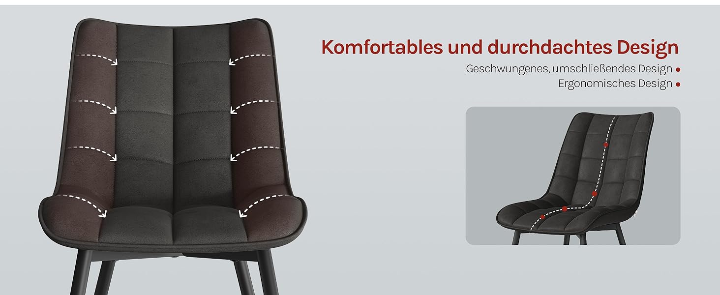 Стільці для їдальні WOLTU - кухонні стільці з м'якою спинкою та сидінням з льону, металеві ніжки, до 150 кг