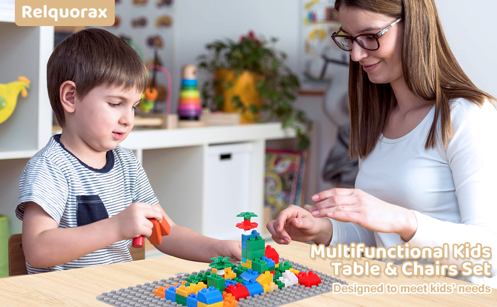 Дитячий стіл зі стільцями, ігровий стіл для дітей з місцем для зберігання, набір меблів для дитячої кімнати (натуральний колір)