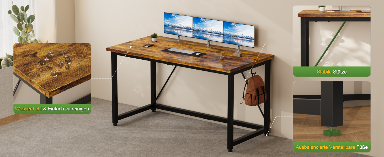 Стіл письмовий Devoko, комп'ютерний, вінтажний, 140 x 50 x 75 см
