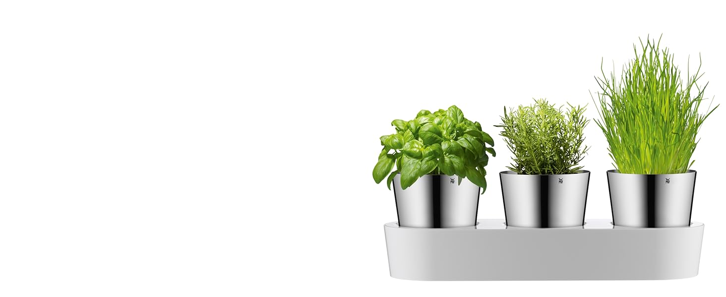 Набір горщиків для трав WMF Gourmet з системою поливу, 3 шт., для кухні, 36x12,5x12,5 см, білий, для свіжих трав