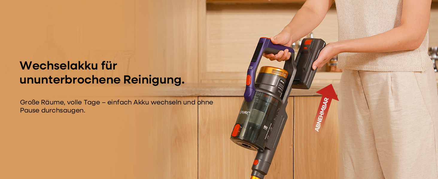 Акумуляторний пилосос KIPMAX 50000Pa, 550W, 70хв, 1.5л, з дисплеєм, анти-заплутальна щітка, 7-шаровий фільтр, 2 аромапластини, для килимів, шерсті тварин, твердих підлог, фіолетово-золотий