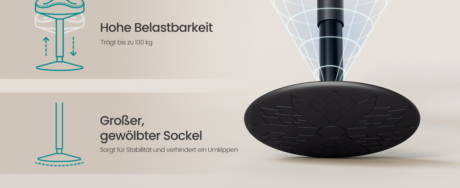 SONGMICS Стілець-табурет для стоячи, регульований по висоті, 48-65.5 см, чорний, OSC018BH01. Активний стул для офісу та дому.