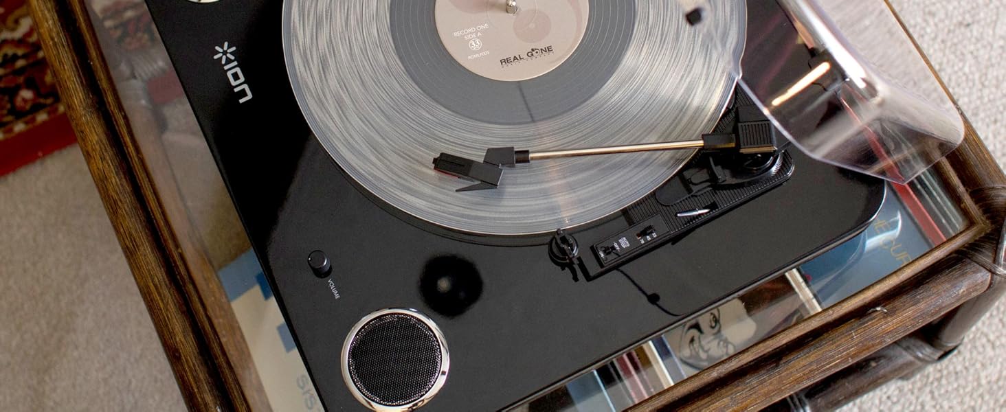 Програвач вінілу ION Audio Max LP з Bluetooth, вбудованими динаміками та USB, чорний