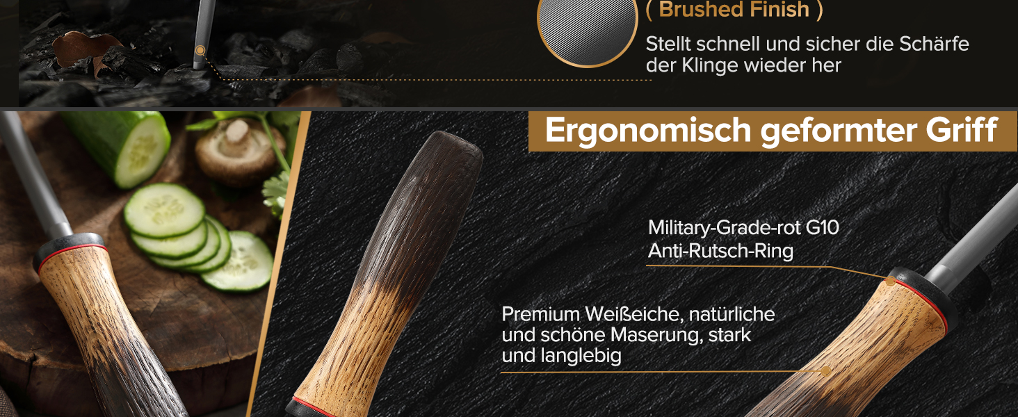 Набір кухонних ножів XINZUO Damaststahl: професійний шеф-ніж, кухонні ножі з дамаської сталі, преміум-якість, ергономічна ручка з білого дуба, серія Mo (заточувач у комплекті)