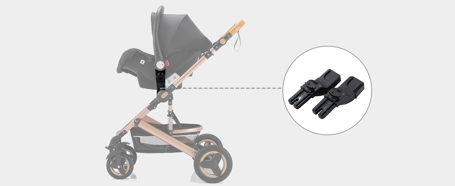 Дитяча коляска YAZOCO 3 в 1: Buggy, Babybett, Комплект. Компактна, складна, з алюмінієвим каркасом для новонароджених (2 шт. чорного кольору)