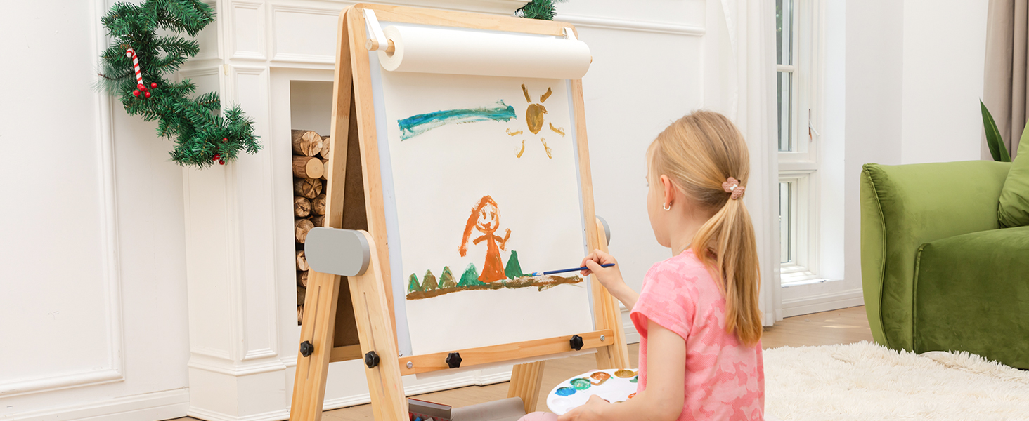 Дитяча мольберт BanaSuper 3-в-1: магнітна дошка, біла дошка, велика поверхня для малювання | Регульована висота (90-110 см), складаний | Для творчості дітей, сірий