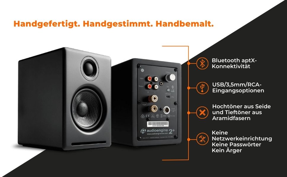 Бездротовий динамік Audioengine A2 HD, aptX HD Bluetooth, стерео 60 Вт (червоний, настільний комп'ютер)