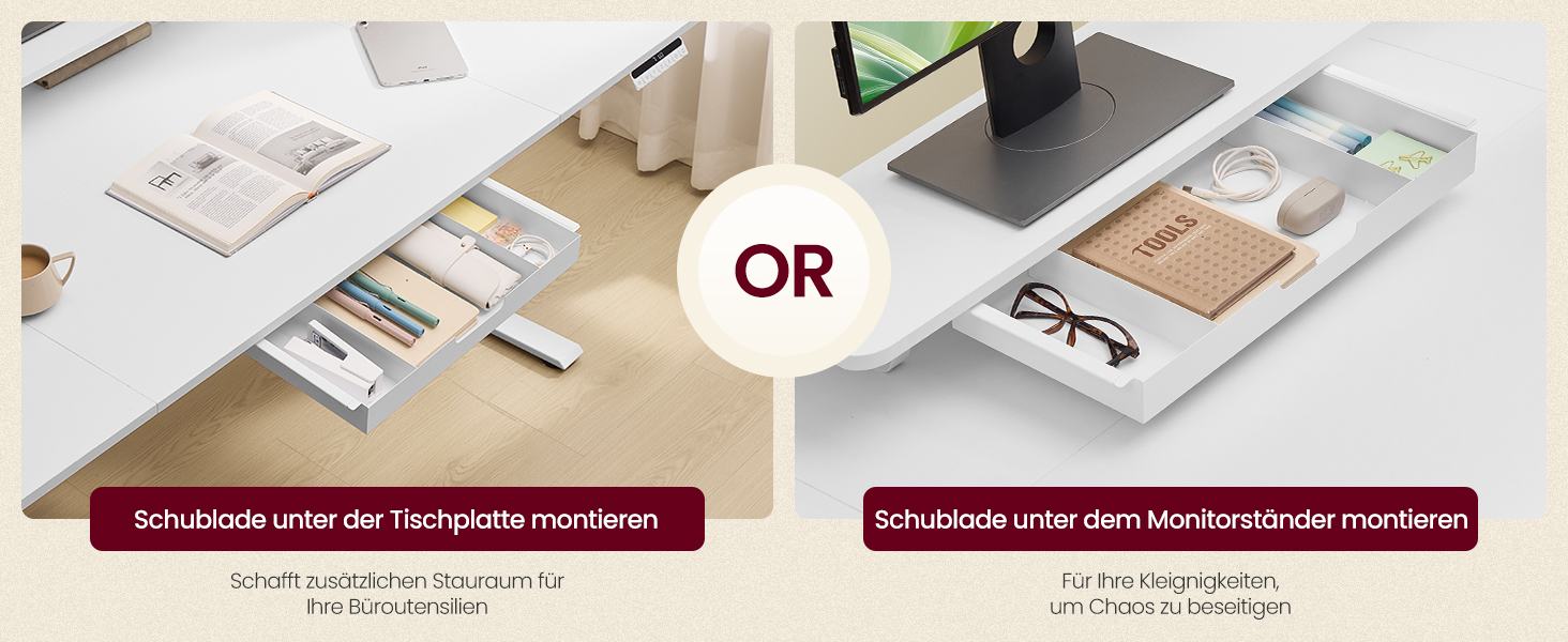 Регульований стіл VASAGLE з підставкою для монітора, шухлядою та USB-C, нагадування про перерви, 160 x 80 см, Wolkenweiß