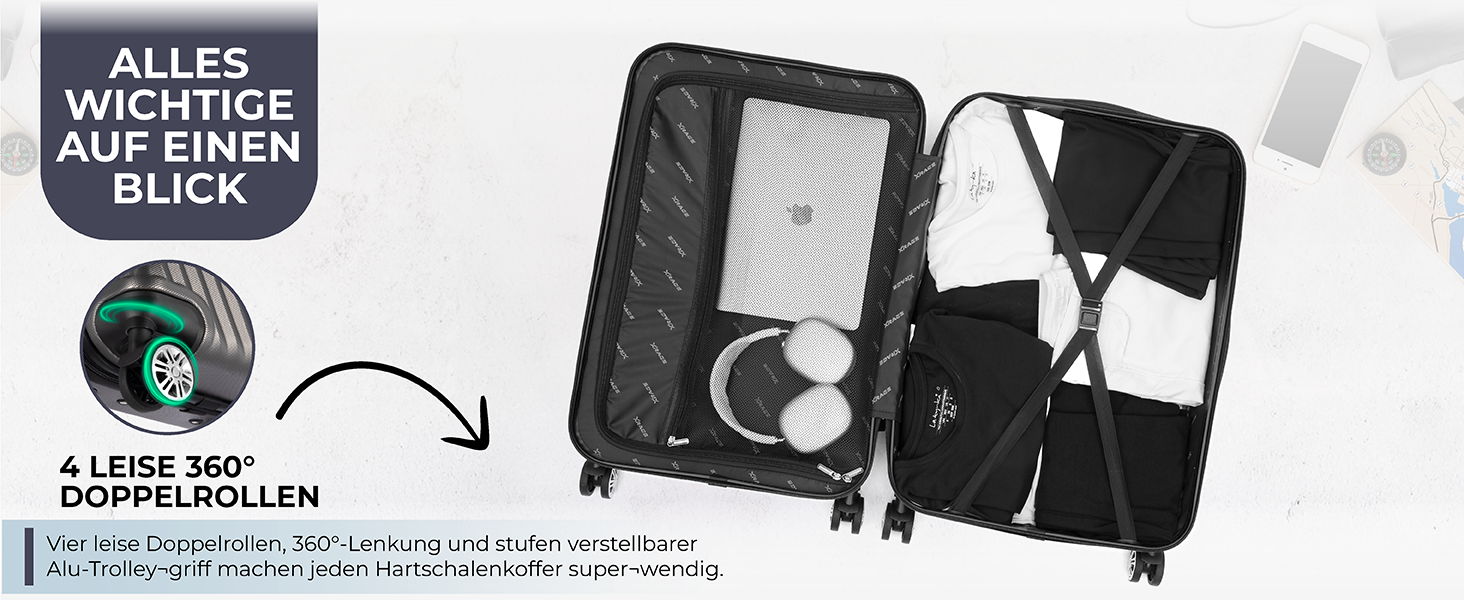 Набір валіз xRace 3-частинний ABS, 20/24/28 дюймів, ручна поклажа, TSA замок, 360° колеса, стійкий до ударів, преміум підкладка