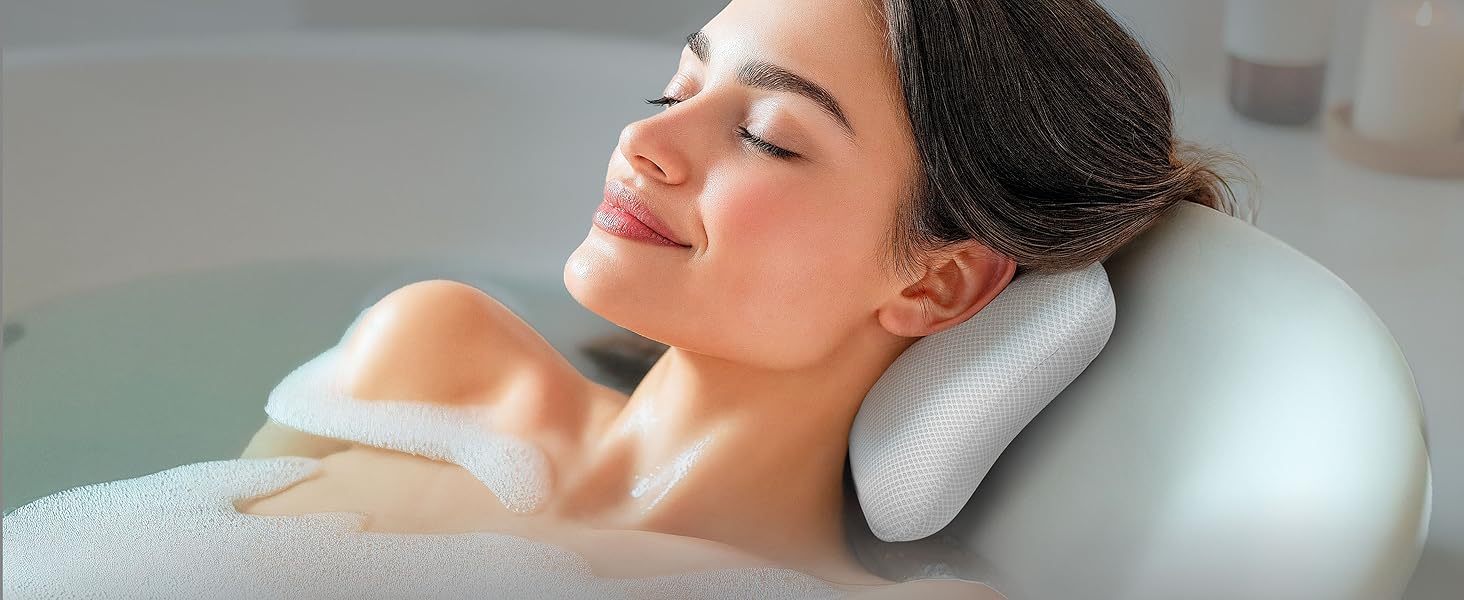 Преміум подушка для ванни XXL рожева | Додаткові подушки для шиї та плечей | Швидковисихаюча, пральна подушка для ванни з 4 великими присосками | Подушка для ванни рожева (маленька, біла)