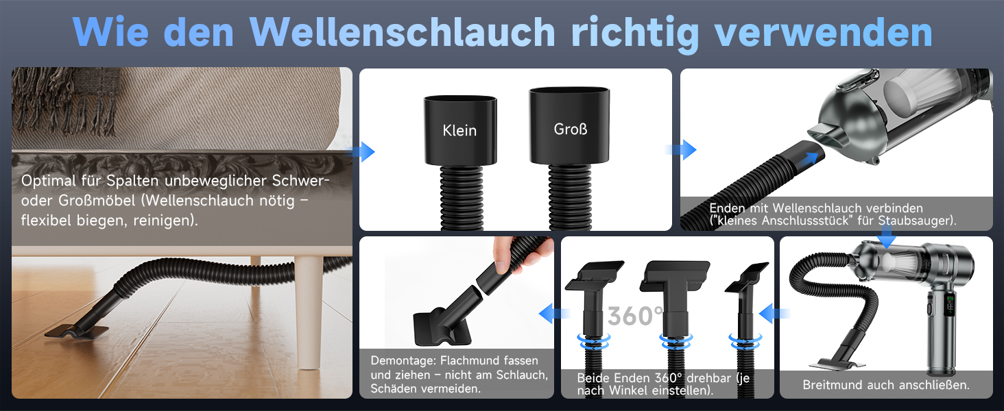 Акумуляторний ручний пилосос 24000Па для авто та дому, бездротовий міні-пилосос з функцією повітряного насоса та обдуву, 6000mAh, сріблясто-фіолетовий