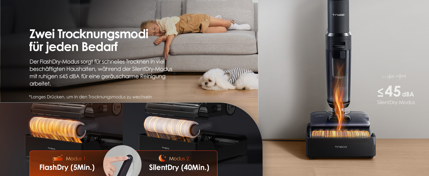 Tineco Floor One S7 Stretch Steam: Акумуляторний пилосос 2-в-1 для вологого та сухого прибирання, 22000 Па, для твердих підлог, шерсті тварин