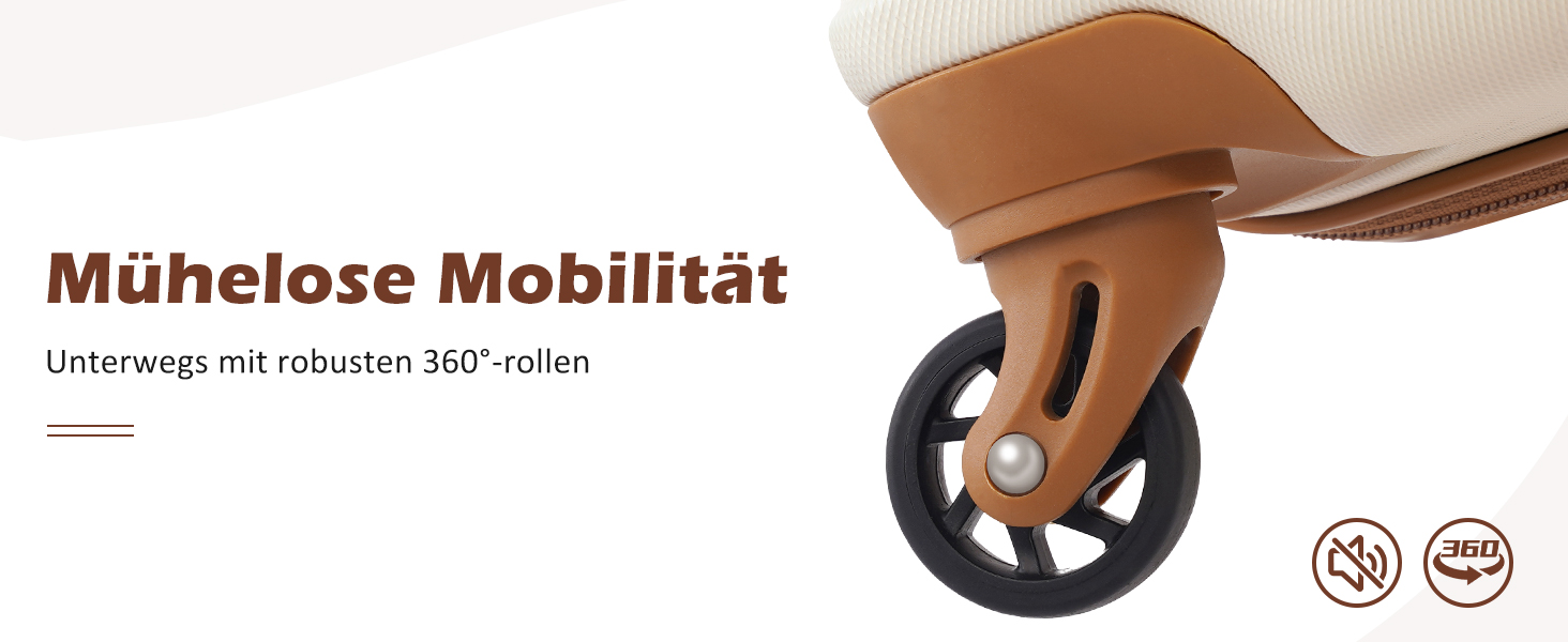 Набір валіз COOLIFE 3шт: велика валіза, сумка для подорожей, культиватор. ABS, TSA-замок, 4 колеса. Білий/коричневий.