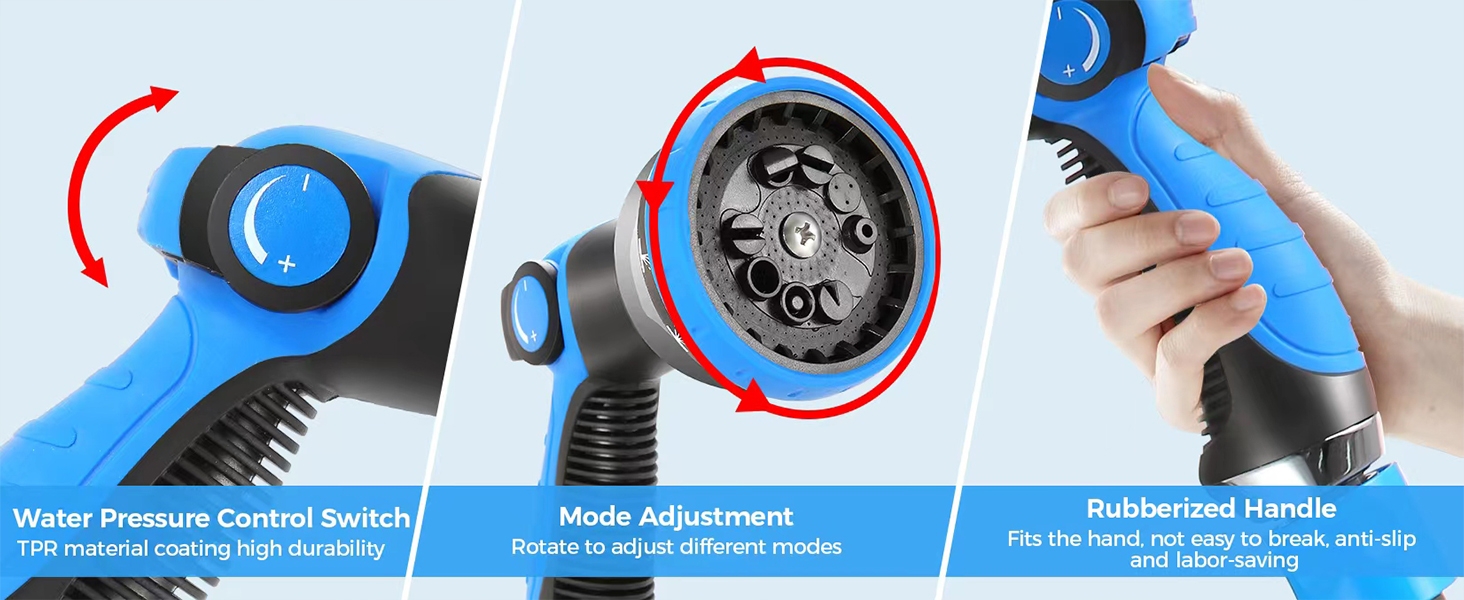 Himimi автоматичний водяний шланг 30м + 2м настінна коробка, поворот на 180°, ролики для саду, автоматичний з 10-в-1 розпилювачем, кріплення на стіну для поливу