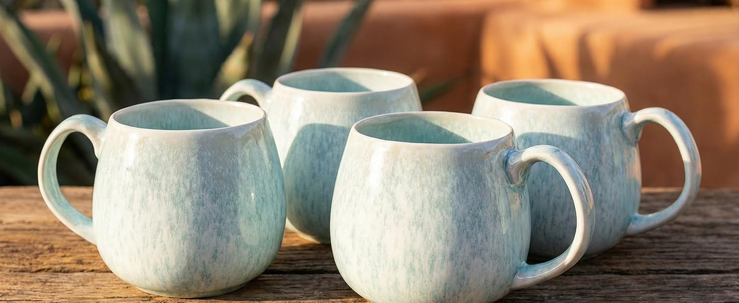 Набір чашок SÄNGER Paros: 4 чашки з порцеляни ручної роботи, 300 мл, набір для кави та чаю, кремовий колір, PREMIUM COLLECTION, 16 предметів