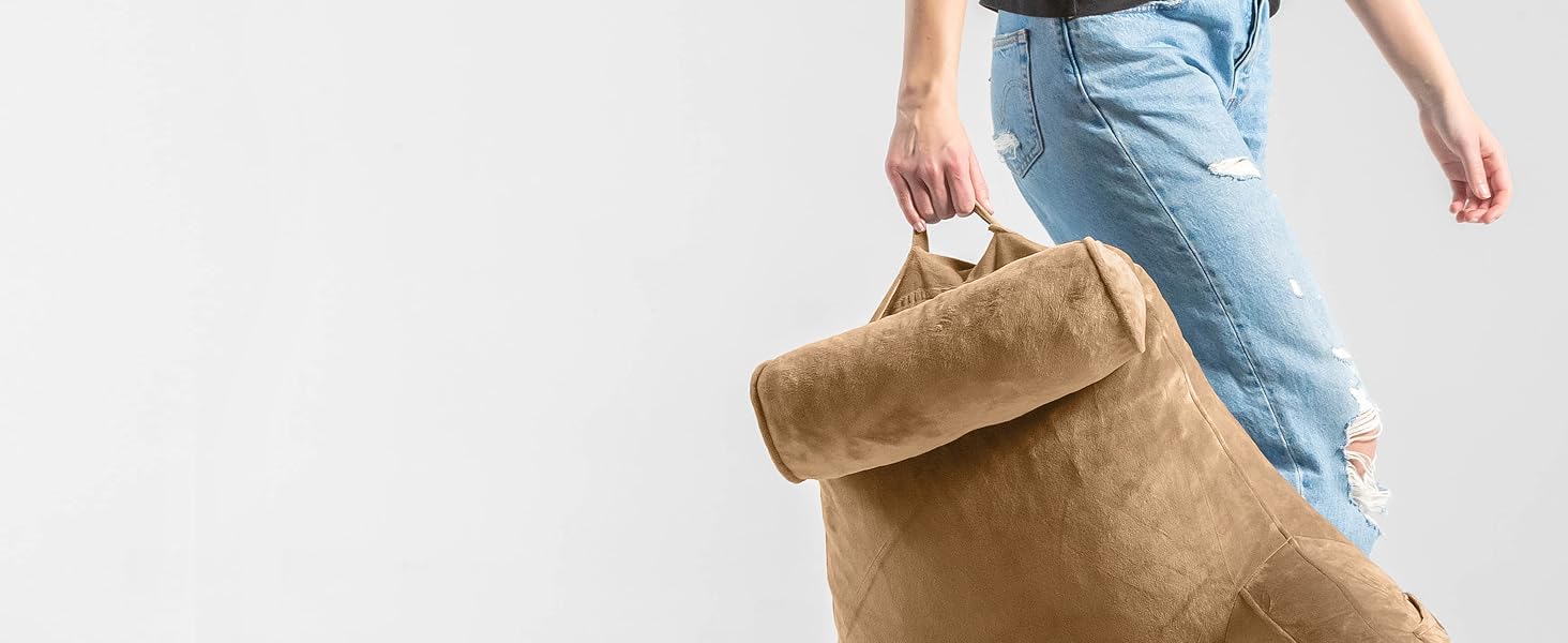 Подушка для читання Ella Lesekissen для ліжка та дивану з знімною подушкою для шиї - спинна подушка для ліжка. Подушка для читання з піною з пам'яті з підлокітниками, ідеально підходить для читання, перегляду телевізора, відпочинку або як спинна підтримка (колір: коричневий)