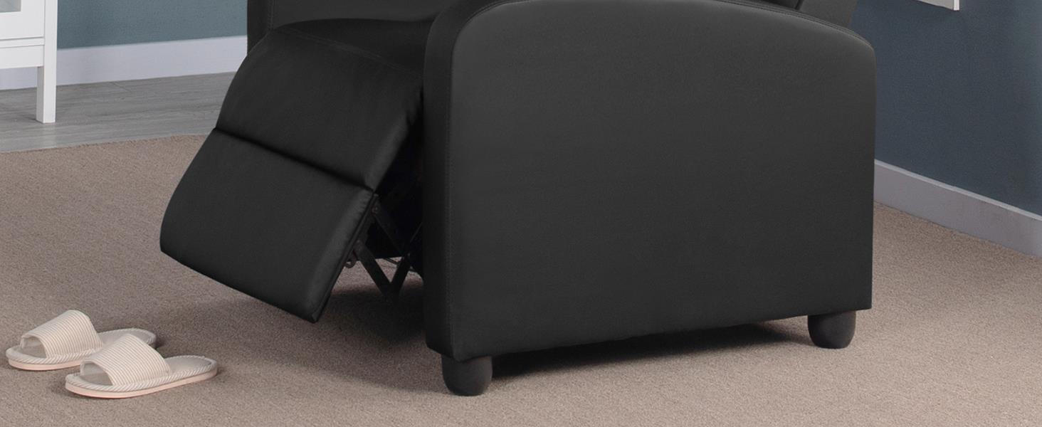 Крісло-релакс Yaheetech з регульованим нахилом, чорне, для вітальні, спальні, домашнього кінотеатру, штучна шкіра