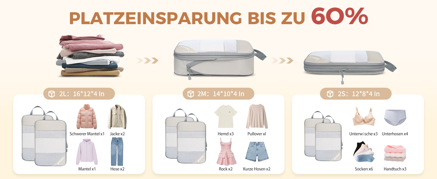 Набір компресійних органайзерів для одягу в подорож 6 шт, прозорі пакувальні куби для валізи, легкі та міцні органайзери для багажу, чорні