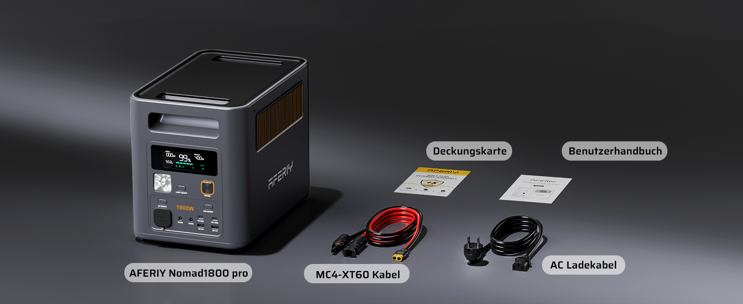 Портативна електростанція AFERIY 1800W 1024Wh LiFePO4, сонячний генератор з швидкою зарядкою 1год, ДБЖ <10мс, 9 виходів, керування через APP, чиста синусоїда 230V для кемпінгу та дому, 1800pro-a