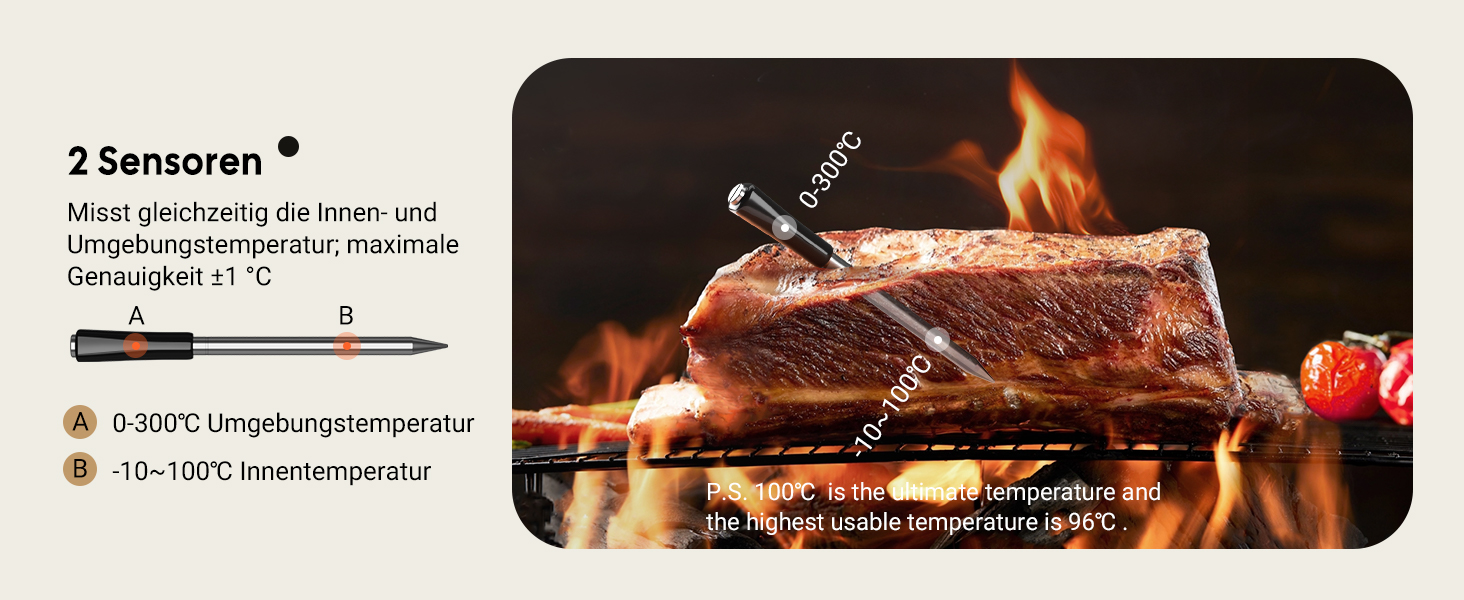Бездротовий термометр Inkbird INT-12-BW для приготування на грилі, м'яса та випічки: Bluetooth 5.4, Wi-Fi, водонепроникний (IP67)