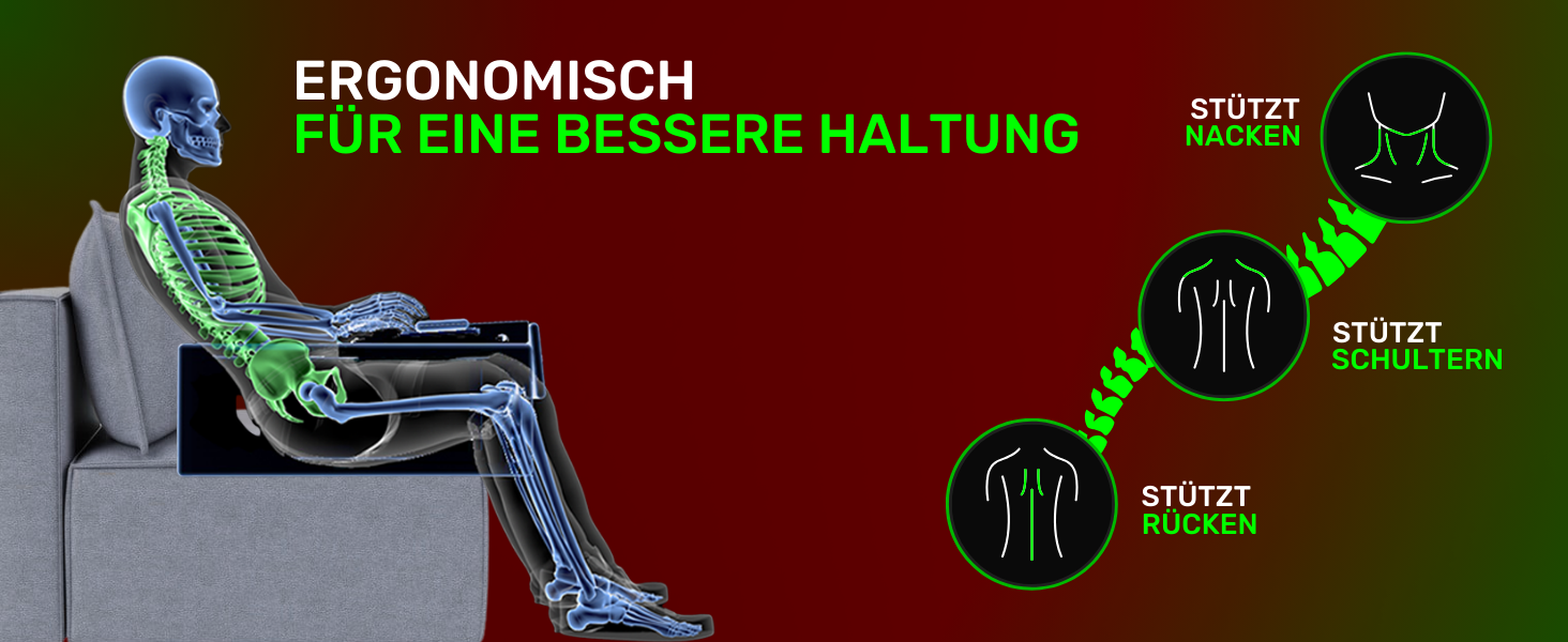 Couchmaster CYCON³: ергономічний стіл для ноутбука для дивану, софи та ліжка, з USB хабом (Samurai Black Edition)