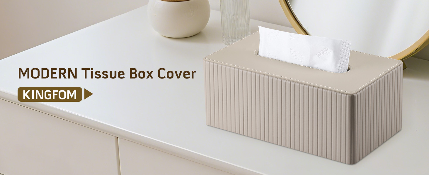 Скляниця для серветок KINGFOM, бежева, прямокутна, з PU шкіри – декоративна скляниця для серветок для вітальні, ванної кімнати та офісу