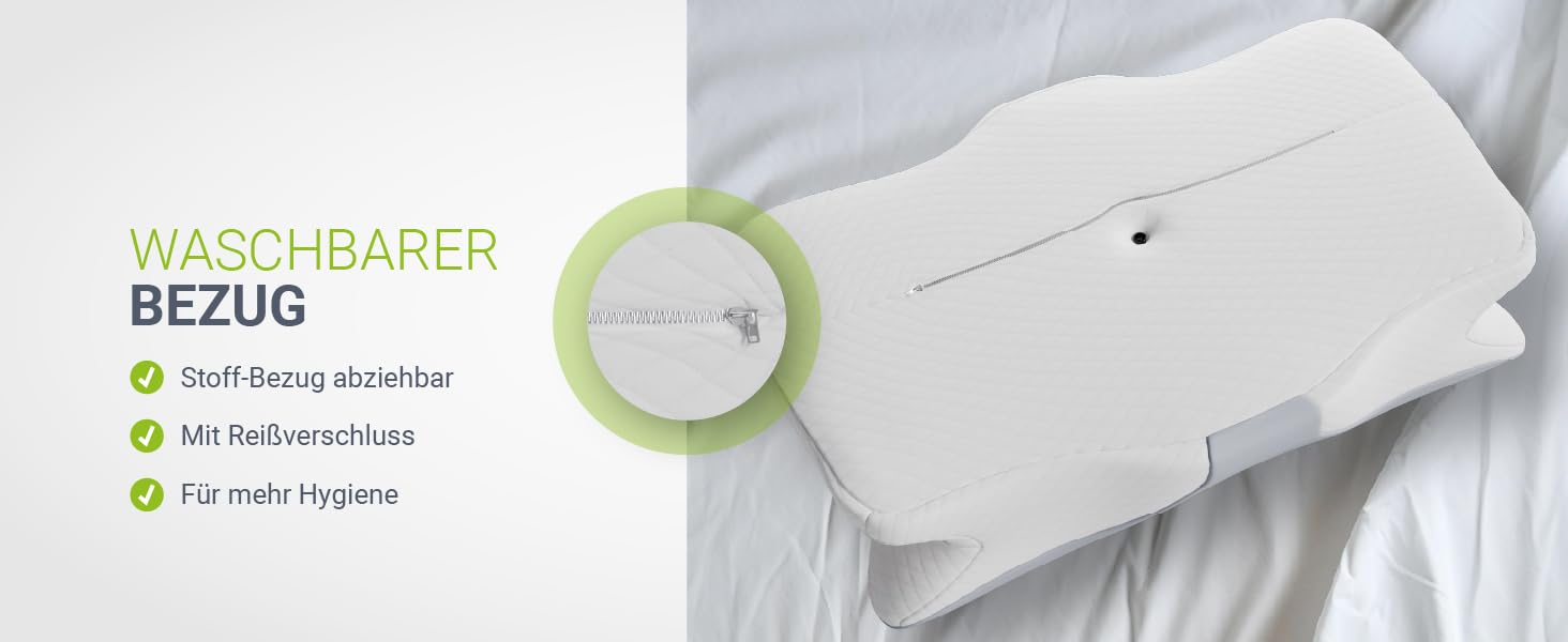 Подушка для шиї Juskys 2 шт. з Memory Foam, ергономічна, дихаючий чохол, для здорового сну - білий/сірий