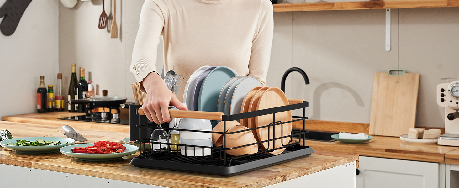 Сушарка для посуду BRIAN & DANY з піддоном, 42x30x15 см, сіра