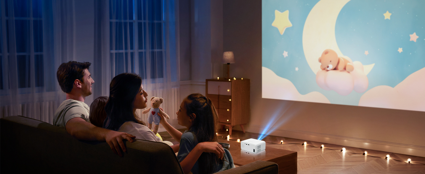 Міні проєктор VISULAPEX V3PRO: 12000LM, 1080P, WiFi, 5G, Zoom, для телефону, TV Stick, X-Box, ноутбука, білий