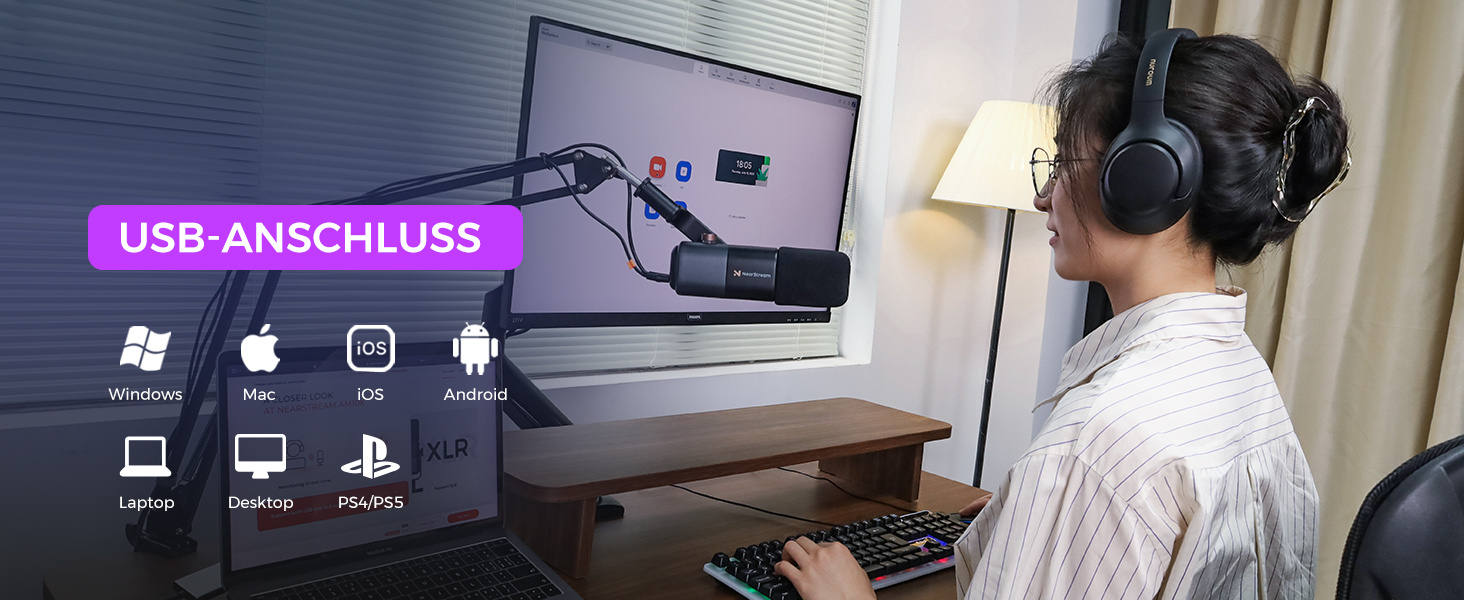 NearStream AM15X: Динамічний мікрофон для ПК, XLR/USB, для подкастів, стрімінгу та студійних записів