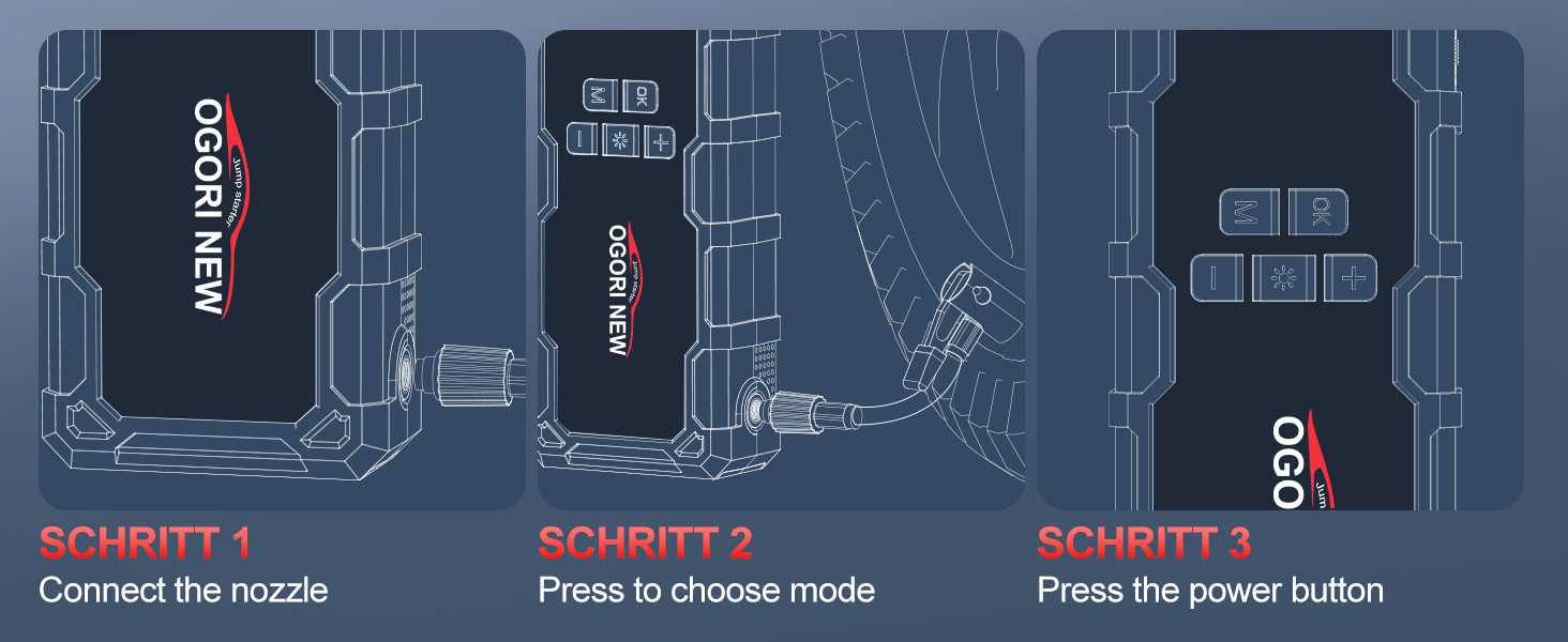 Powerbank для автомобіля з компресором Starthilfe 6000A, LED-ліхтарик, 12V, для 8L бензину/10L дизеля