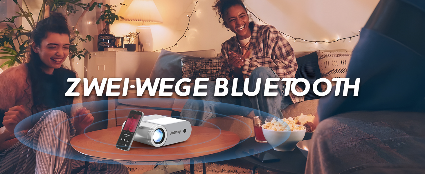 Міні проєктор Beamer Bluetooth WiFi 1080P: Підтримка iPhone/Android, HDMI, USB, Fire Stick, PS5. Компактний проєктор для телефону, фільмів, дому та відпочинку на природі