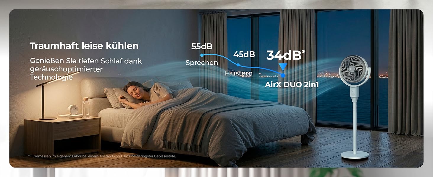 Вентилятор підлогово-настільний aeco AirX-Flow 100 з осциляцією 85° та 3 швидкостями