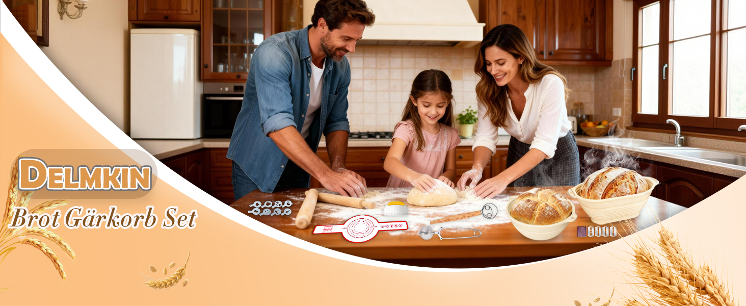 Набір для випікання хліба: 13 предметів, корзини для бродіння (овальна 28 см, кругла 25 см) з силікону, для початківців та професіоналів