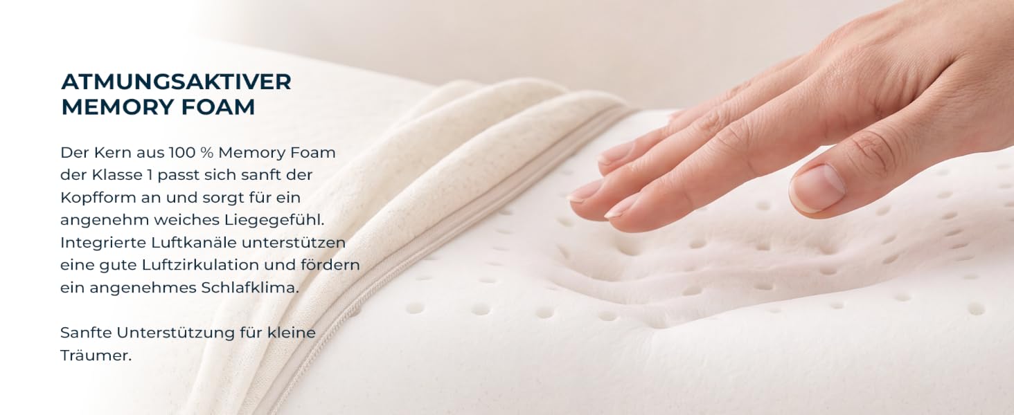 Ергономічна дитяча подушка Glückstoff з ефектом пам'яті (Memory Foam) для дітей від 2 до 12 років