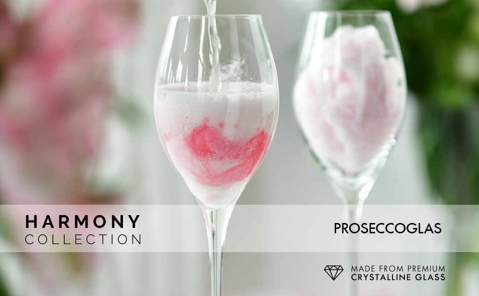 Кроснo Champagnergläser Prosecco-Gläser: Набір з 6 келихів для шампанського та просекко, 280 мл, колекція Harmony | Ідеально для дому, ресторанів та свят | Можна мити в посудомийній машині