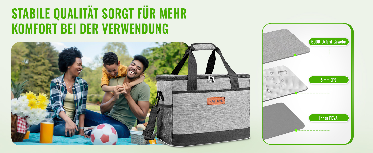 Сумка-холодильник 33л + 15л, складна, для пікніка, 14 год охолодження, велика термосумка для сім'ї, офісу, авто, кемпінгу, BBQ, подорожей, покупок, водонепроникна, блакитна