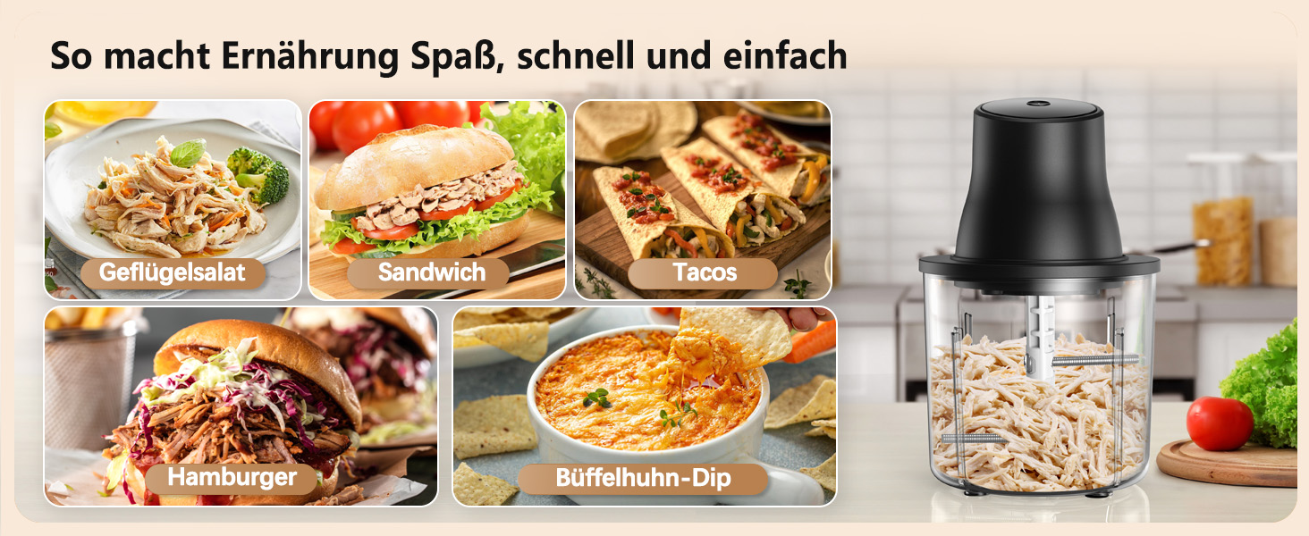Електричний подрібнювач/подрібнювач для кухні 1.5L, чорний: для м'яса, овочів, фруктів, горіхів, дитячого харчування, 250W