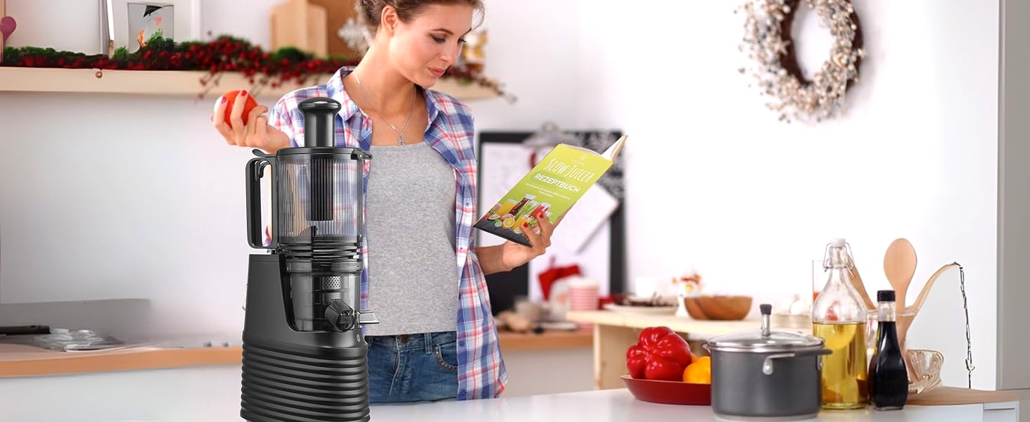 Професійний шнековий соковичавник Slow Juicer Pro для цілих фруктів та овочів – тиха робота, легке очищення, з рецептами
