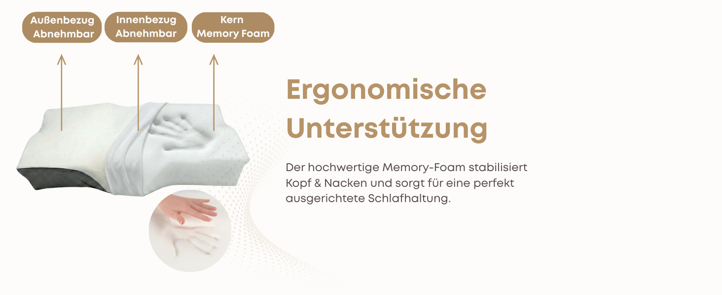 Ортопедична подушка для шиї Sei Design з Memory Foam - для спини та боку, Oeko-Tex®, Lyocell, охолоджуючий чохол