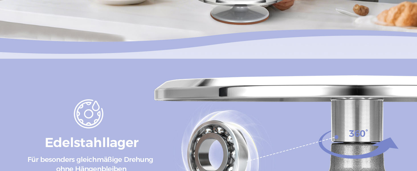 Ohuhu Поворотна підставка для тортів 30 см, алюмінієвий сплав, для декорування тортів (срібна)