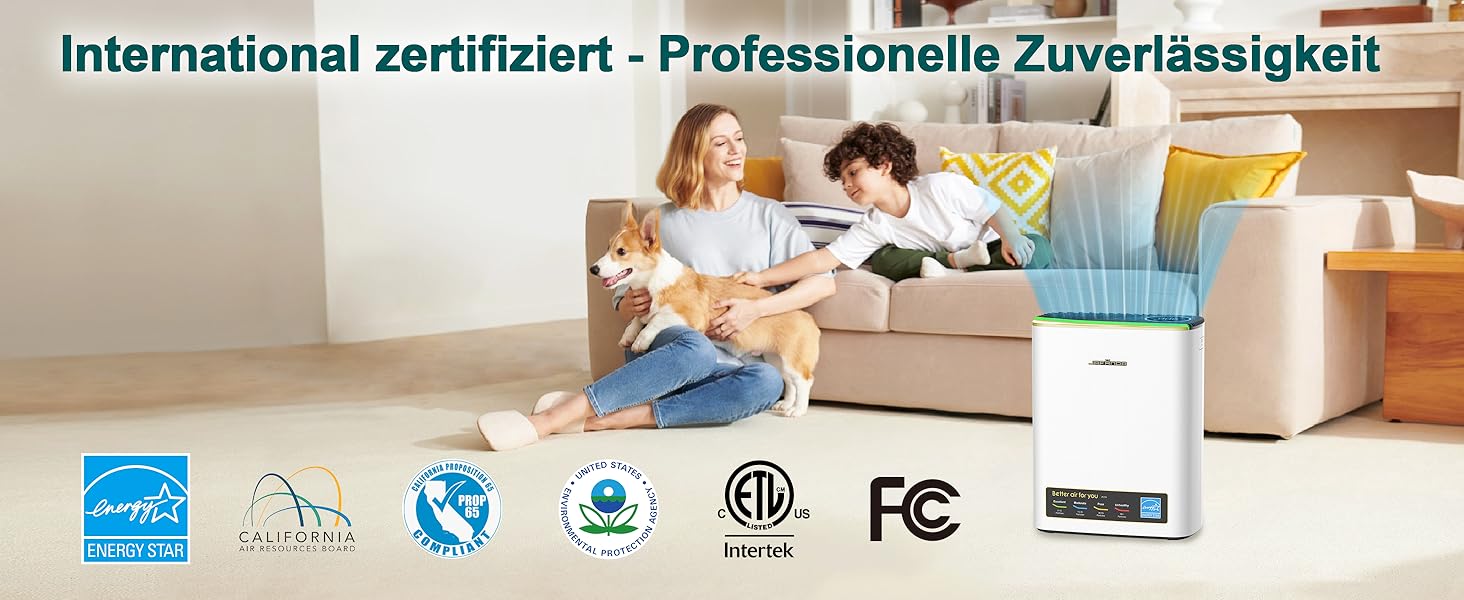 Повітряний фільтр Jafända HEPA для алергіків: очищувач повітря з аромадифузором та фільтром з активованим вугіллям, видаляє 99,97% цвілі, пилу, пилку, CADR 268 м³/год (Золотий)