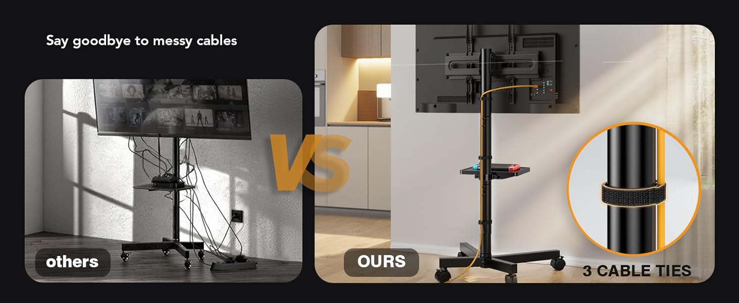 Підставка для телевізора мобільна з колесами Hemudu 23-60 дюймів, до 35 кг, VESA 400x400 мм, регульована висота