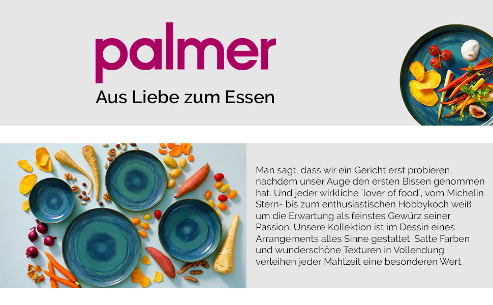 Набір тарілок Palmer Miami, 2 шт. тарілки для сніданку Ø 22 см, зелено-синій, можна мити в посудомийній машині, духовці та мікрохвильовій печі