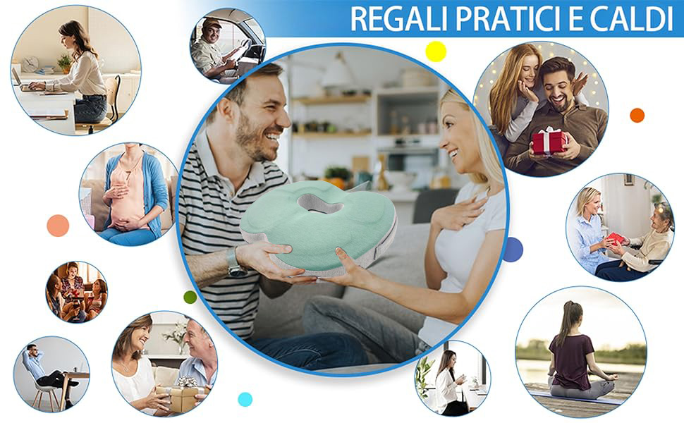 Ортопедична антидекубітативна подушка-кіль (донат) від гемороїду, простатиту та болю в копчику та спині, ергономічна сидіння для дому та офісу (Зелена)