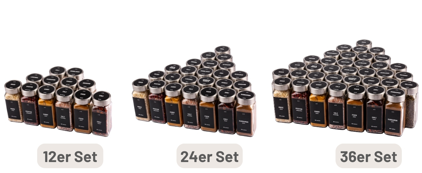 Набір скляних банок для спецій Deco haus® (24 шт.) з етикетками та ситами - органайзер для спецій