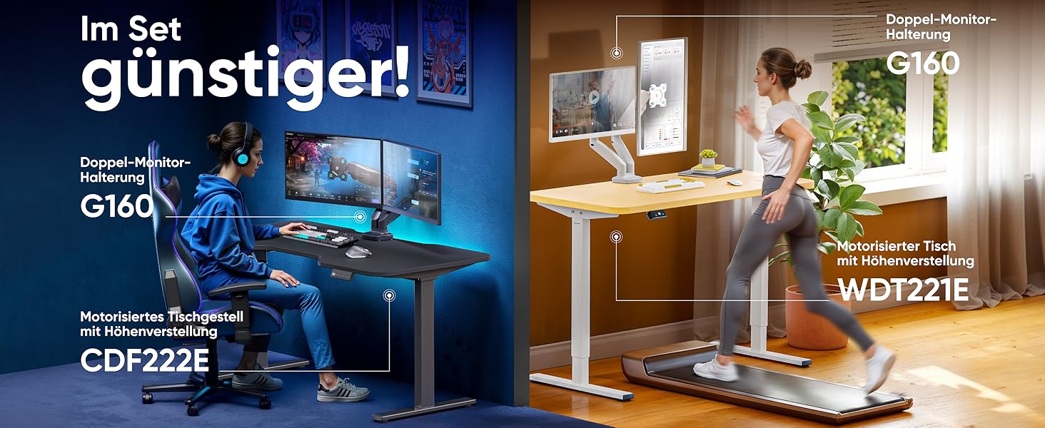 Кріплення для монітора ONKRON G160-W (2 монітори) - газ. підйомник, VESA 75x75-100x100, для моніторів 13-32